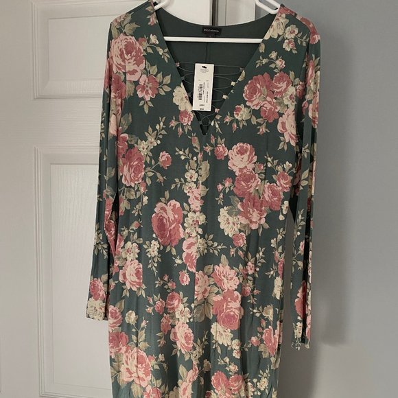 Bold Elements Silver Floral Bodycon Dress NWT - Picture 2 of 6